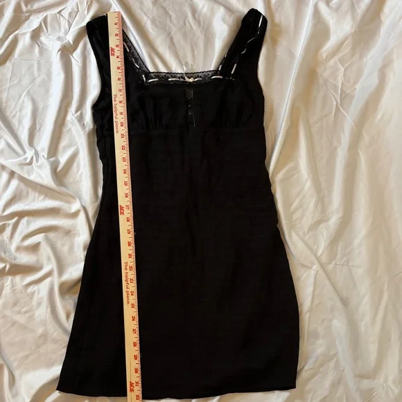 Coquette Whimsigoth Y2K Black Lines Bodycon Minidress Women’s Size Medium - Picture 5 of 10